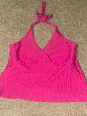Lands' End Hot Pink Halter Swim Tankini Top
